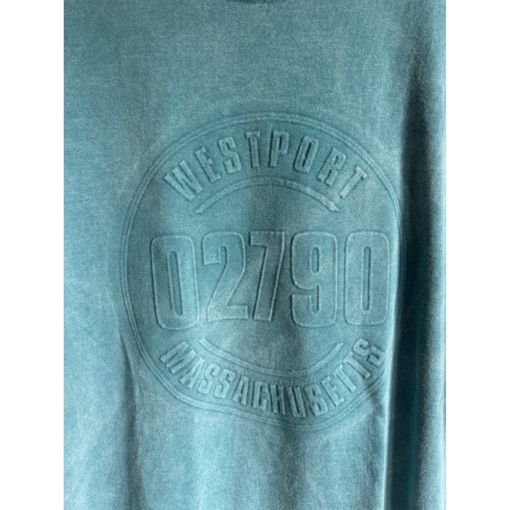 Tyca Westport Massachusetts 02790 Embossed Graphic T-Shirt Mens XL Teal USA Made - Picture 3 of 6